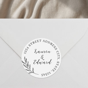 Adesivo Endereço de Casamento com Folhagem Elegante