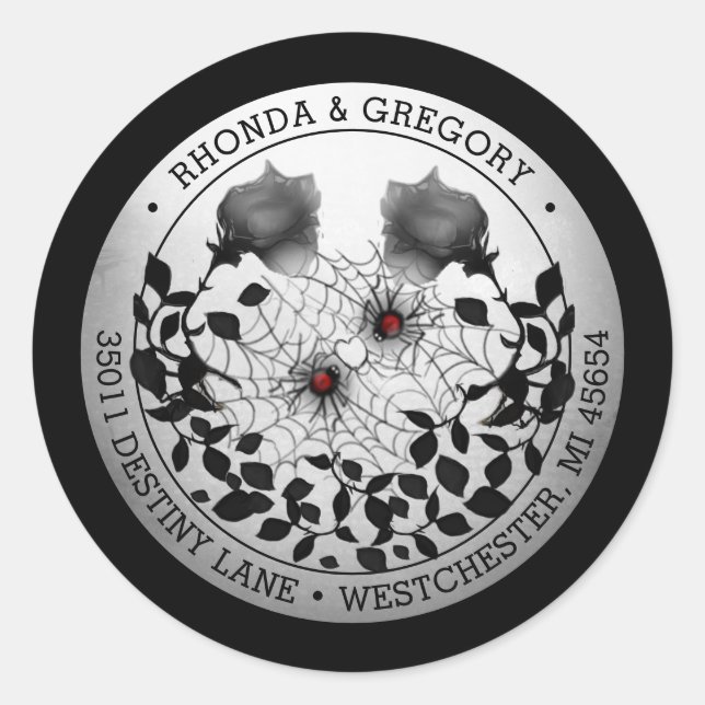 Adesivo Endereço de Casamento de Halloween do Spider Love (Frente)