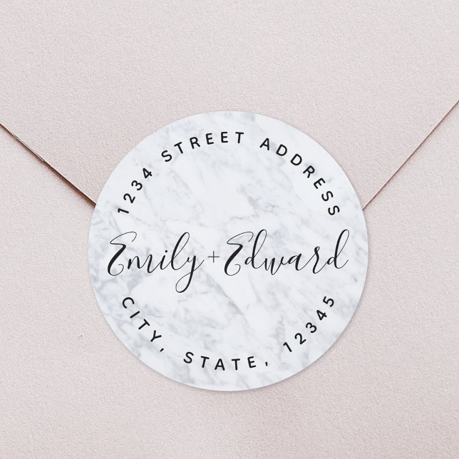 Adesivo Endereço de Casamento de Nomes de Casais de Marble (Criador carregado)