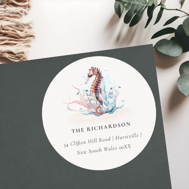 Adesivo Endereço de Cavalo-Marinho Subaquático de Algas Ma (Criador carregado)