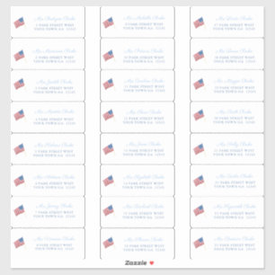 Adesivo Endereço de Convidado Bandeira Americana 4 de Julh