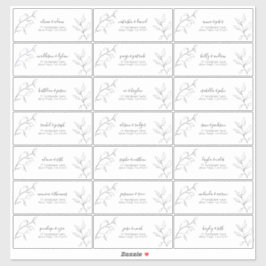 Adesivo Endereço de Convidado Botânico de Script Branco Mo