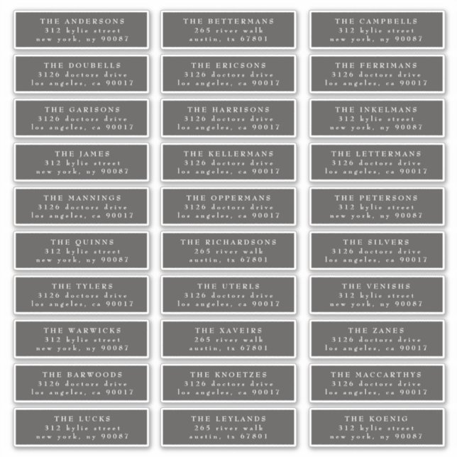 Adesivo Endereço de Convidado Branco da Cinza Escura Cláss (Frente)