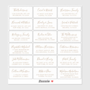 Adesivo Endereço de Convidado de Casamento de Script Doura