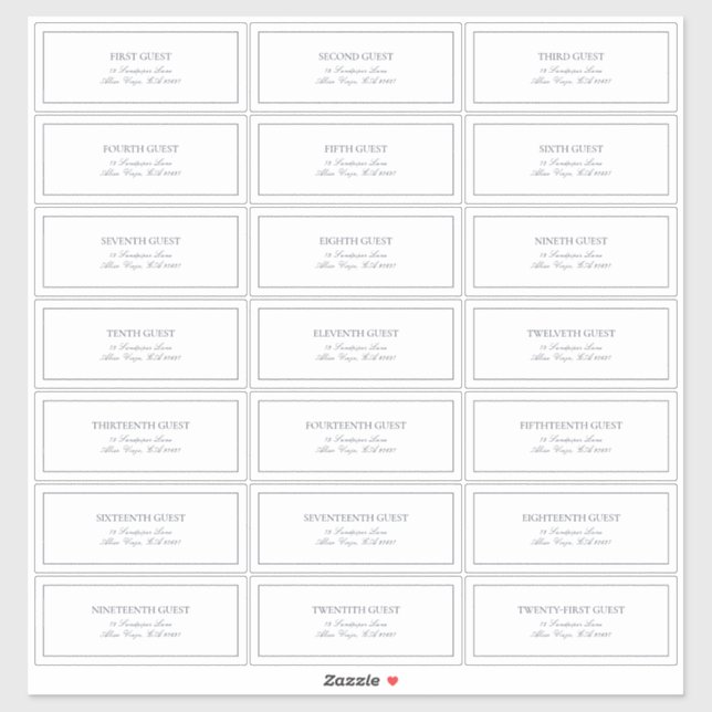 Adesivo Endereço de Convidado do Script Clássico Azul do E (Folha)