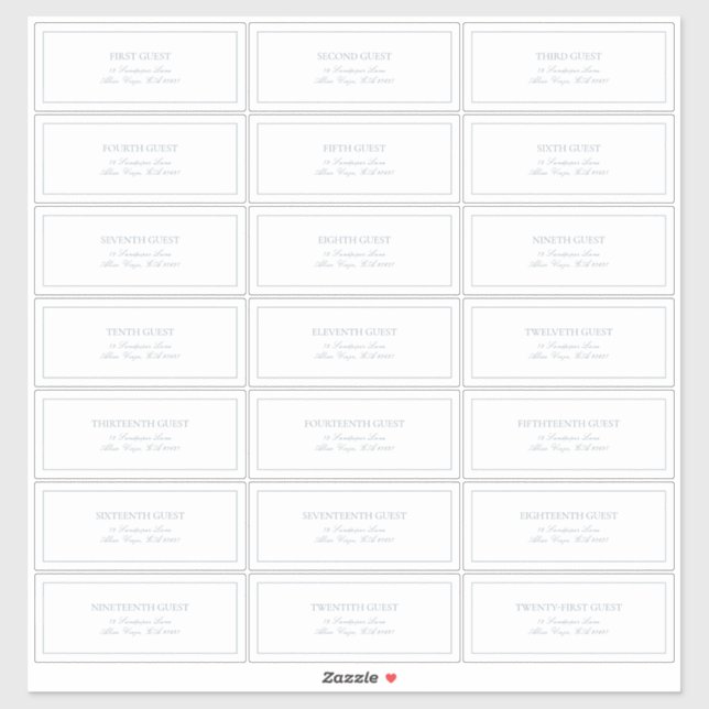 Adesivo Endereço de Convidado do Script Clássico Azul Eleg (Folha)