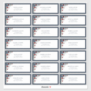 Adesivo Endereço de Convidado Floral em Aquarela Azul Mari