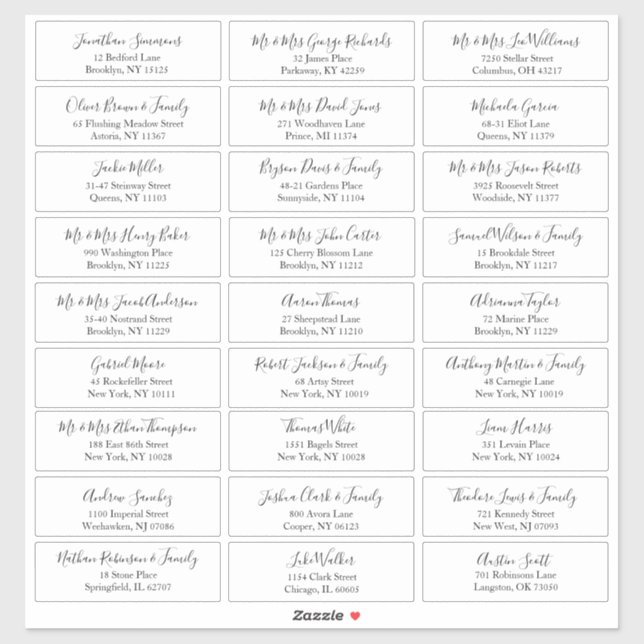 Adesivo Endereço de Convidado Personalizável de Casamento  (Folha)