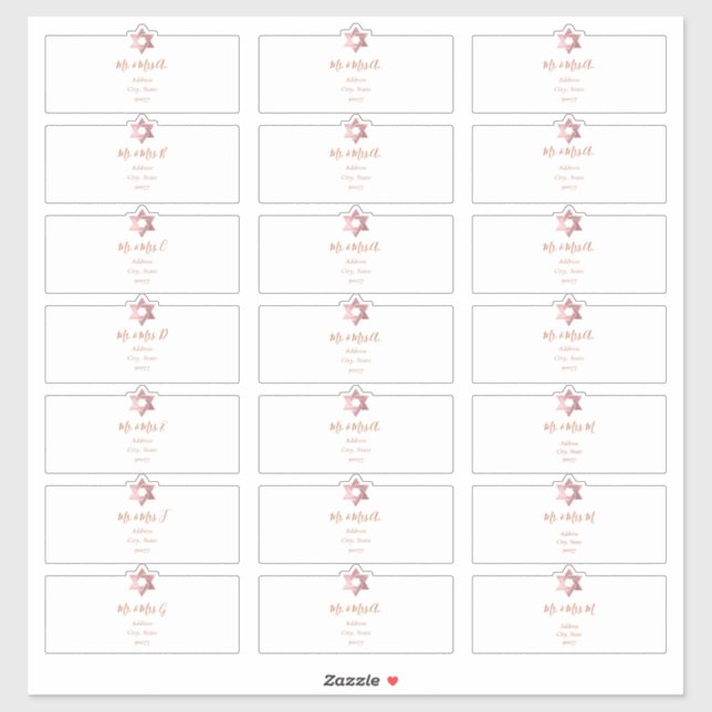 Adesivo Endereço de Convidado Transparente, Faux Rosa Dour (Folha)