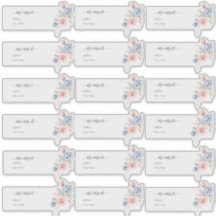 Endereço de Convidado Transparente Flores Azuis H2