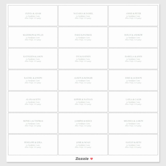 Adesivo Endereço de Convidado Transparente Verde Sálvia Es (Folha)