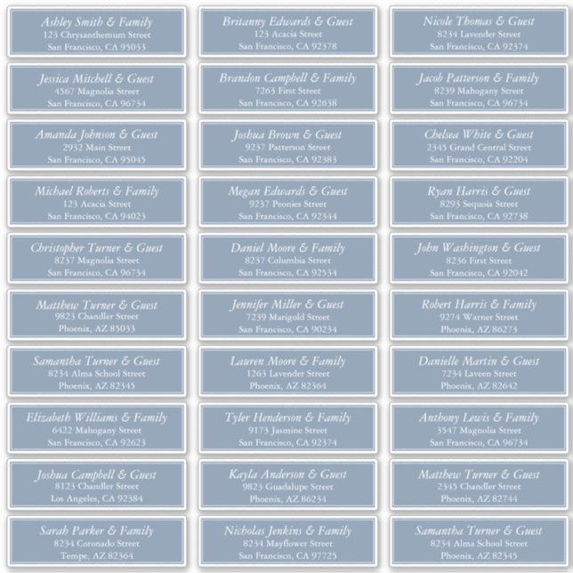 Adesivo Endereço de Convidados de Casamento Moderno Elegan (Frente)