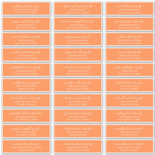 Adesivo Endereço de Convidados para Casamento de Script Ch (Frente)