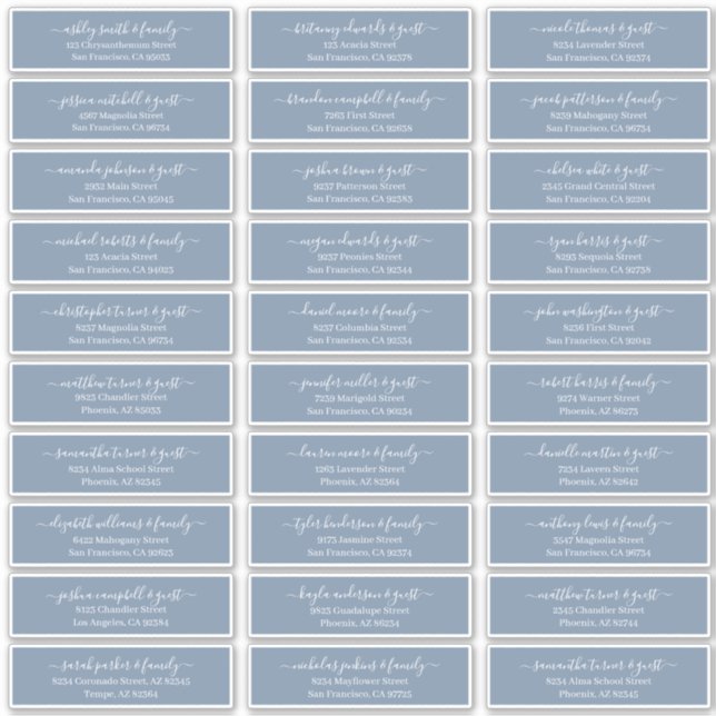 Adesivo Endereço de Convidados para Casamento de Script Ch (Frente)