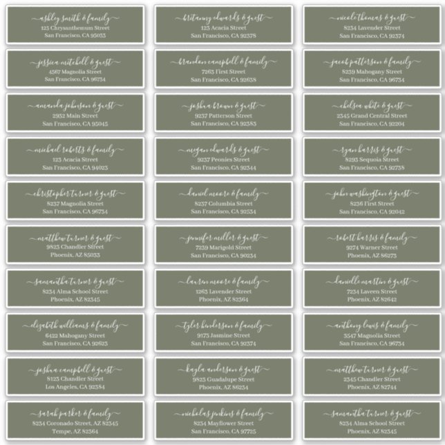 Adesivo Endereço de Convidados para Casamento de Script Ch (Frente)