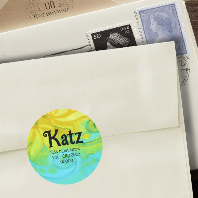 Adesivo Endereço de devolução Amarelo Turquoise Floral Wat (Criador carregado)