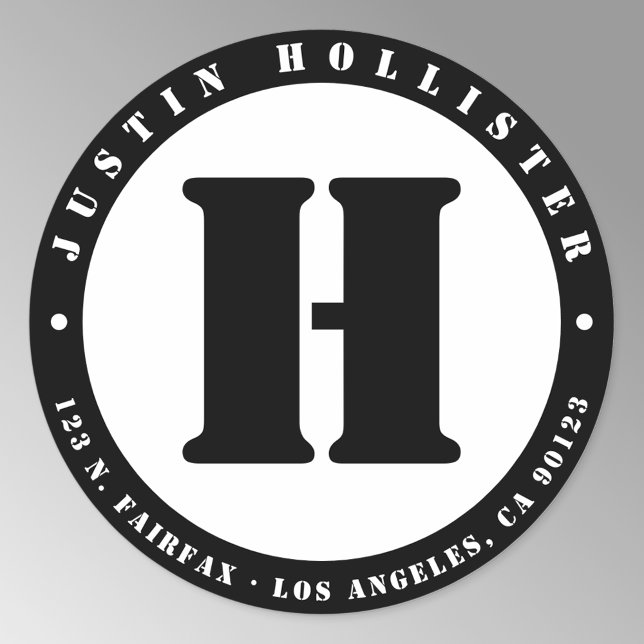 Adesivo Endereço de devolução B&W do Monograma legal (Criador carregado)