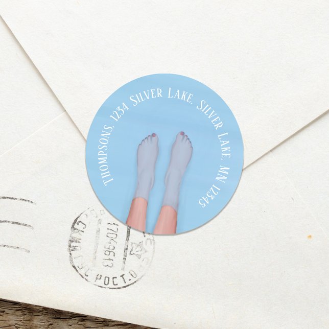Adesivo Endereço de devolução Blue Water Beach Personaliza (Cute return address label blue water tropical custom sticker)