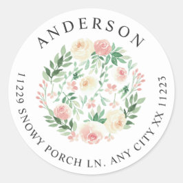 Adesivo Endereço de devolução Blush Floral Greenery