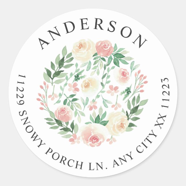 Adesivo Endereço de devolução Blush Floral Greenery (Frente)