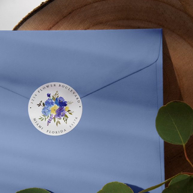 Adesivo Endereço de devolução botânica do Buquê amarelo e  (Criador carregado)