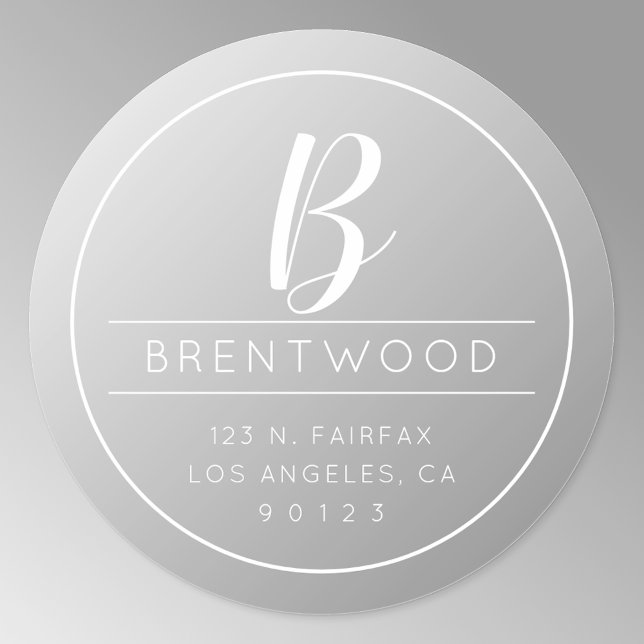 Adesivo Endereço de Devolução Clássico e Monograma | Cinza (Criador carregado)