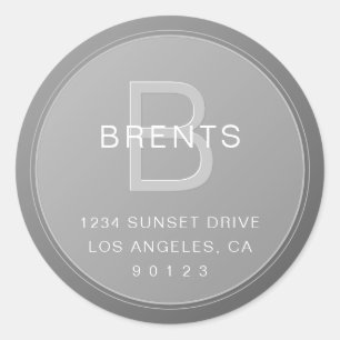 Adesivo Endereço de Devolução com Gradiente Cinza Monogram