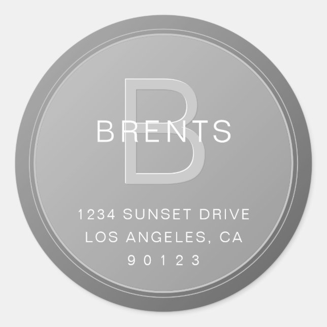 Adesivo Endereço de Devolução com Gradiente Cinza Monogram (Frente)