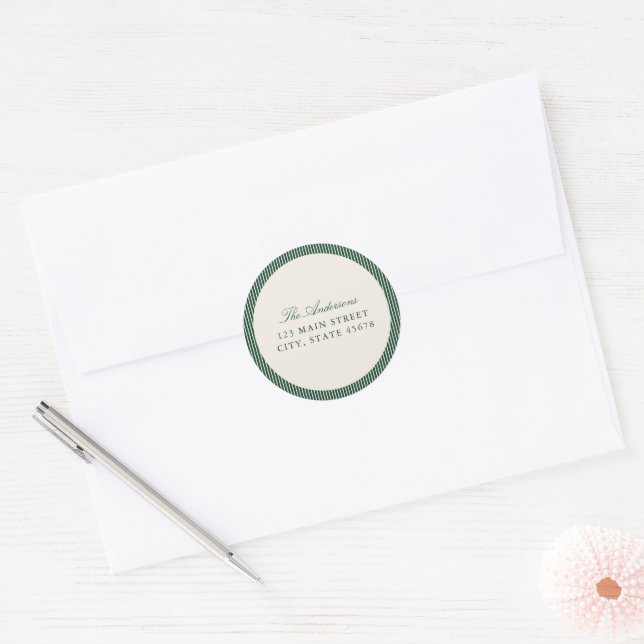 Adesivo Endereço de Devolução com Listras Verdes Elegantes (Envelope)