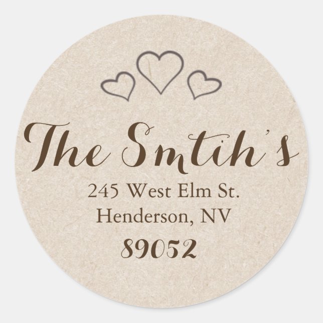 Adesivo Endereço de Devolução Corações Rústicos (Frente)