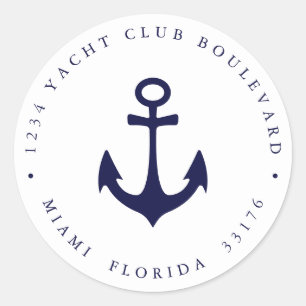 Adesivo Endereço de devolução costeira YACHT ANCHOR do MAR