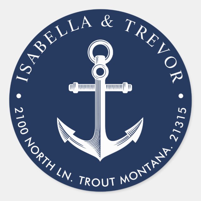 Adesivo Endereço de devolução da âncora náutica (Frente)