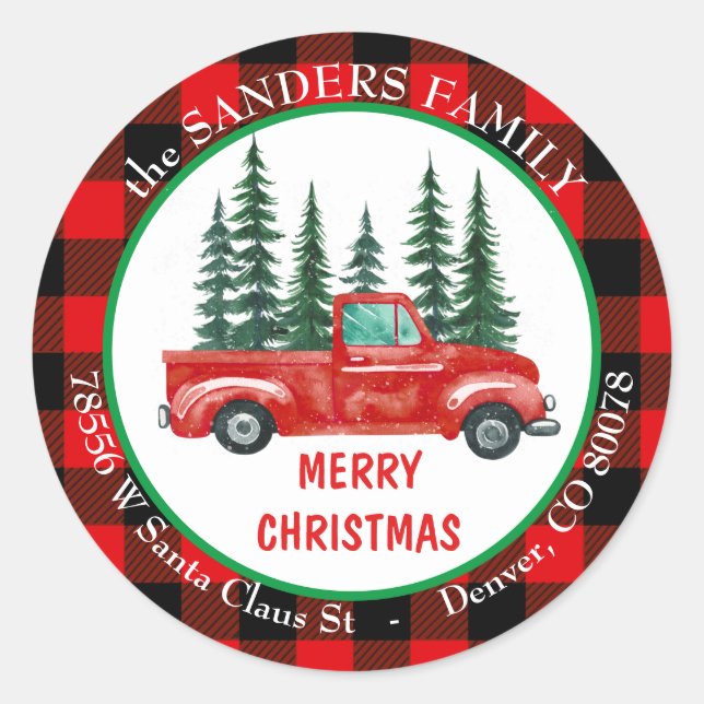 Adesivo Endereço de devolução da árvore de Natal do Caminh (Frente)