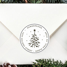 Adesivo Endereço de devolução da árvore de Natal Preta