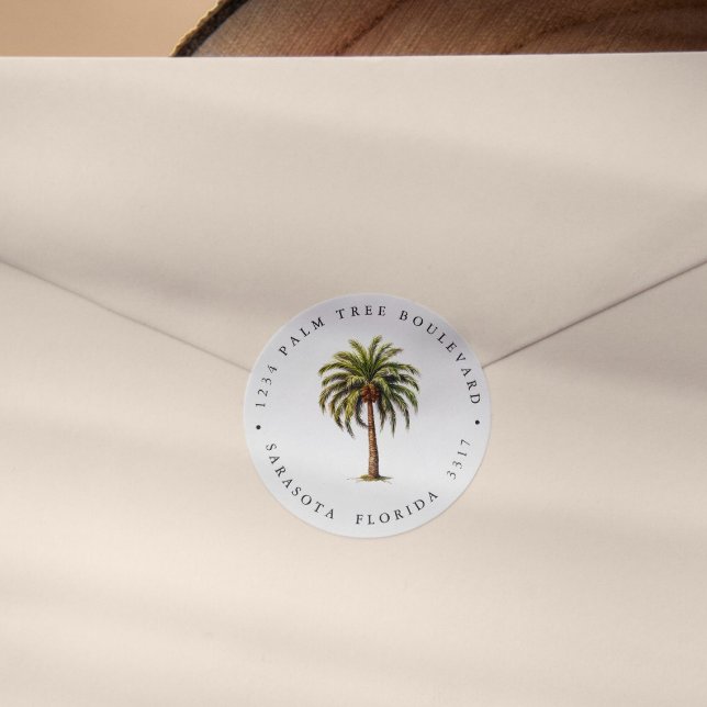 Adesivo Endereço de devolução da ÁRVORE de PALM TROPICAL E (ELEGAND ISLAND CHIC PALM TREE WATERCOLOR RETURN ADDRESS LABEL TO SEAL YOUR MAILING WITH STYLE)