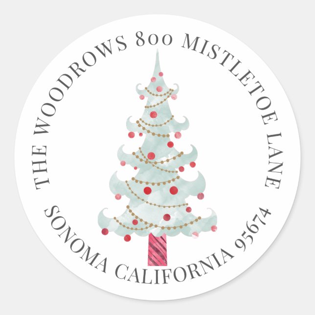 Adesivo Endereço de devolução da árvore natalícia (Frente)