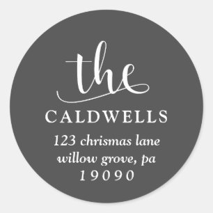 Adesivo Endereço de devolução da Cinza da Caligrafia Famil