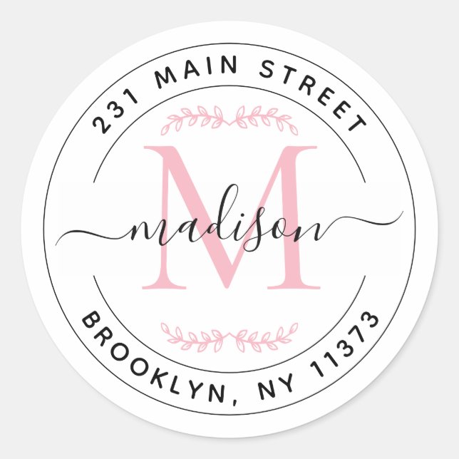 Adesivo Endereço de devolução da coroa rosada Elegante, co (Frente)