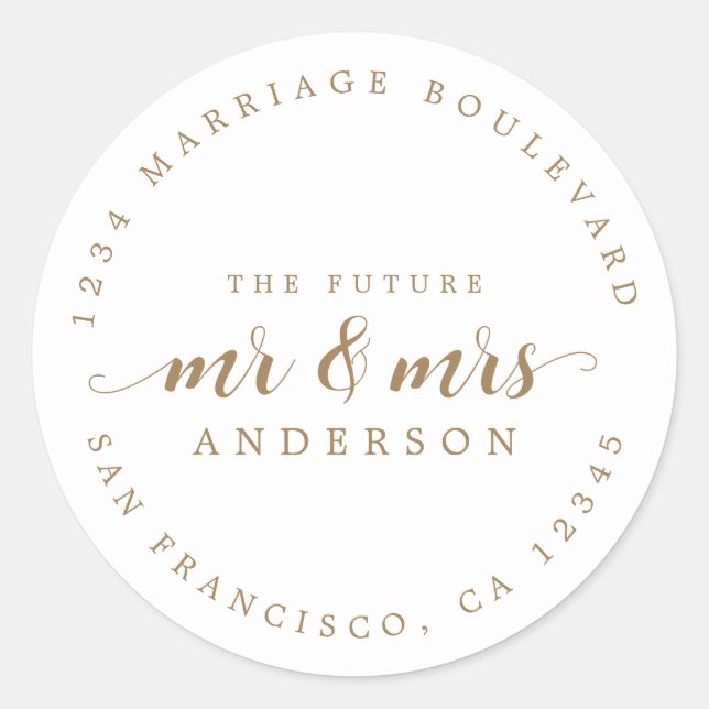 Adesivo Endereço de devolução da Sra. Dourada Script (Frente)