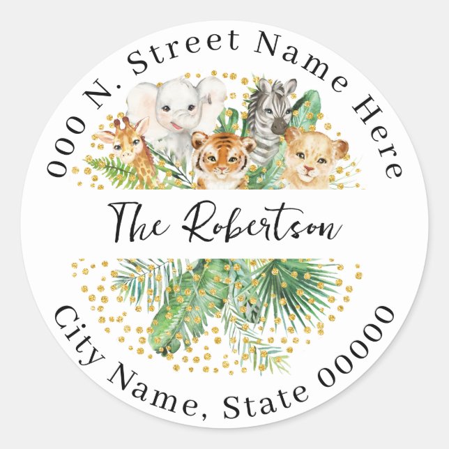 Adesivo Endereço de devolução de animais selvagens Safari (Frente)