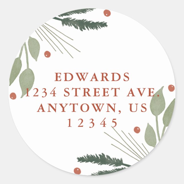 Adesivo Endereço de Devolução de Aquarela de Feriado (Frente)