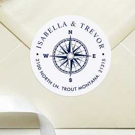 Adesivo Endereço de devolução de branco do Rosa de vento n