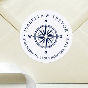 Adesivo Endereço de devolução de branco do Rosa de vento n