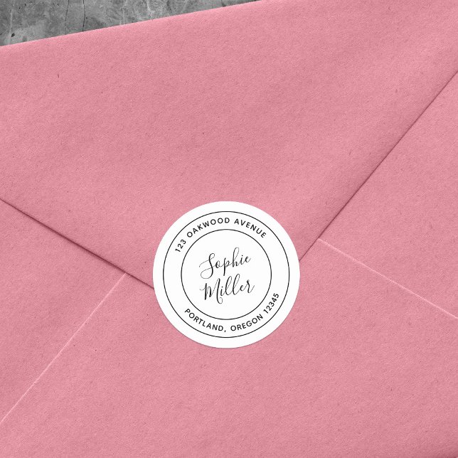 Adesivo Endereço de Devolução de Caligrafia Dupla Moderna (Criador carregado)