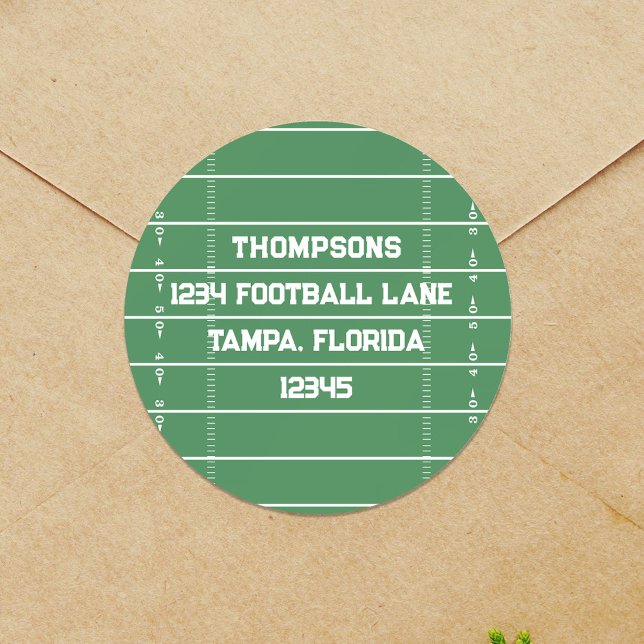 Adesivo Endereço de devolução de campo de futebol personal (Green and white Football field return address label.)