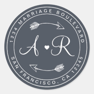 Adesivo Endereço de Devolução de Casamento Azul com Set