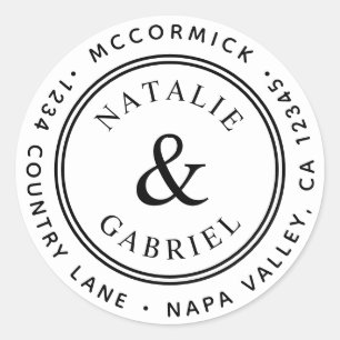 Adesivo Endereço de Devolução de Casamento de Ampersand