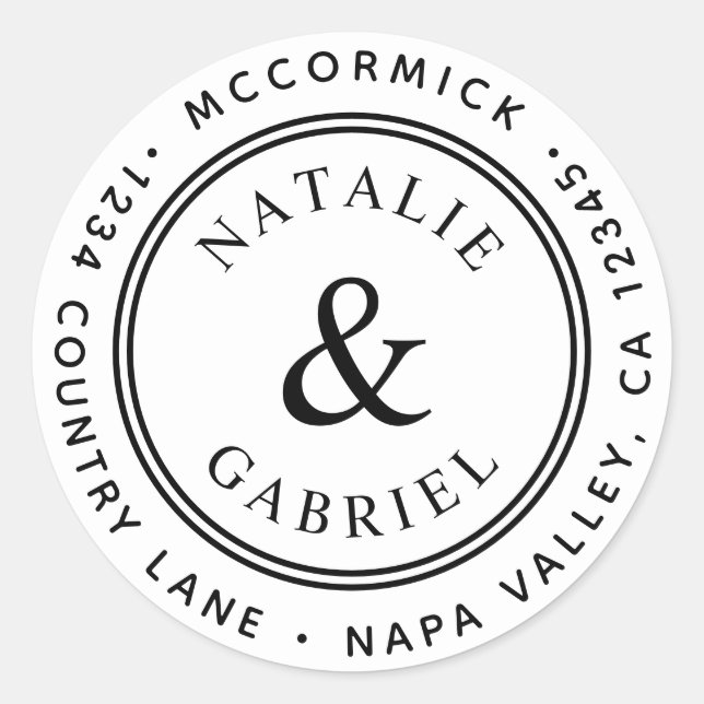 Adesivo Endereço de Devolução de Casamento de Ampersand (Frente)