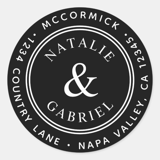 Adesivo Endereço de Devolução de Casamento de Ampersand Ne (Frente)