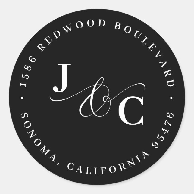 Adesivo Endereço de Devolução de Casamento de Monograma Br (Frente)